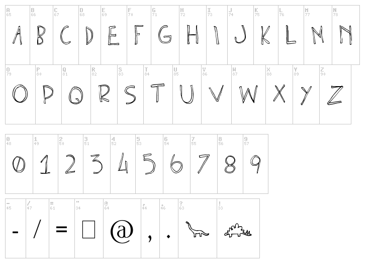 Clono Uno font map